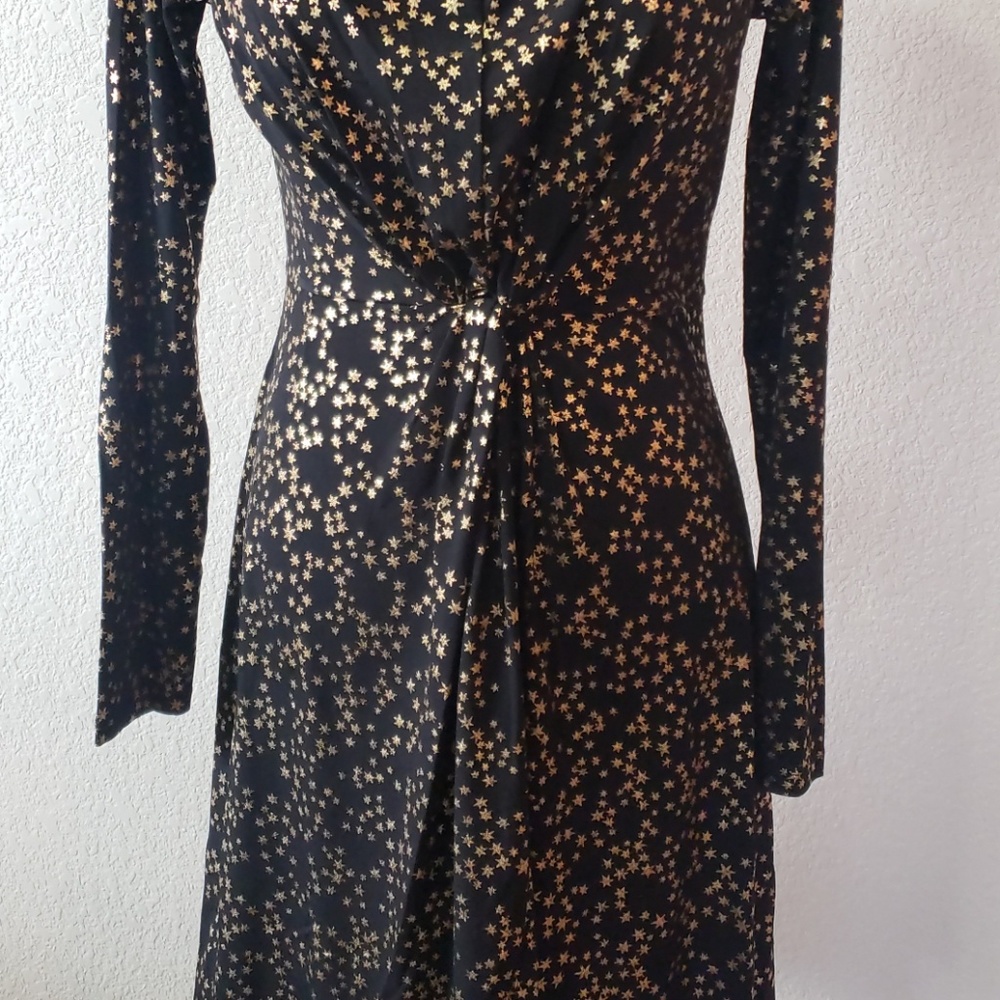 Michael Kors Black & Gold Metallic Stars Print Dress Size S - Picture 5 of 8